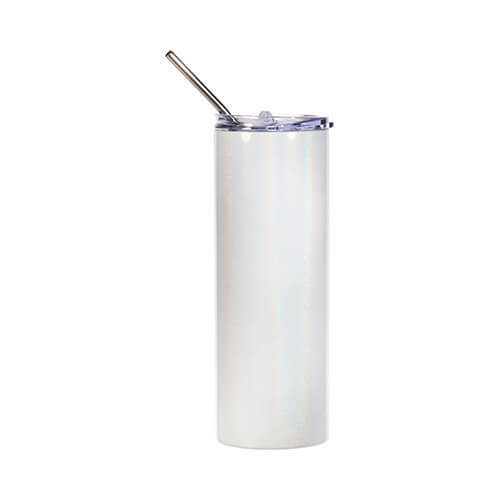 600 ml hrnek s brčkem - duhový bílý