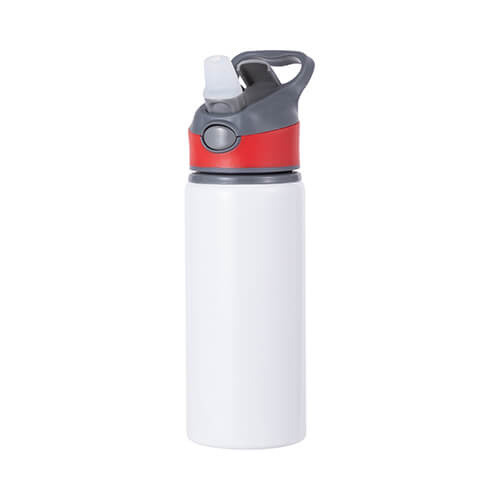Hliníková láhev 650 ml bílá s uzávěrem s červenou sublimační vložkou