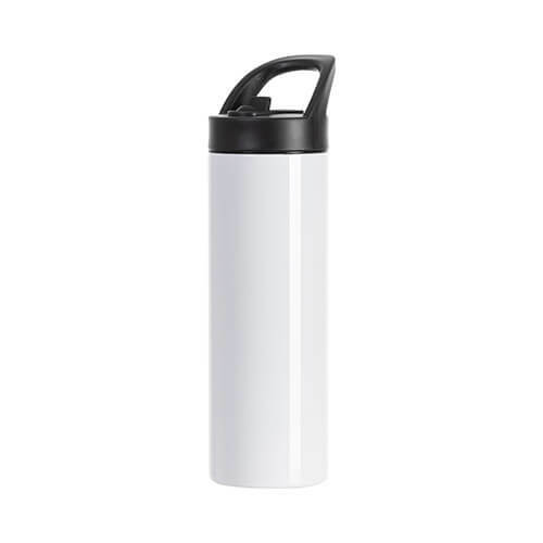 Láhev na nápoje - 600 ml se sklápěcím víčkem, uchem - bílá