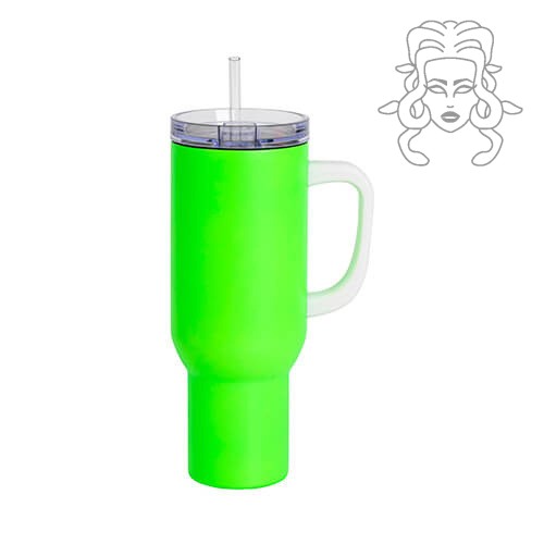Nerezový cestovní hrnek 1200 ml - neonově matná zelená